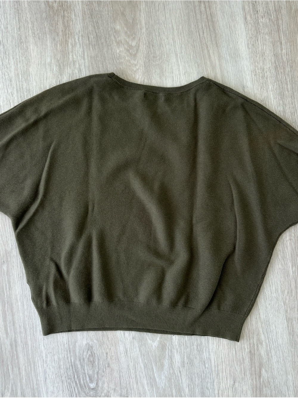 Quince Sweater Women's L Olive Green Organic Cotton Cashmere Dolman Short Sleeve - Picture 4 of 7